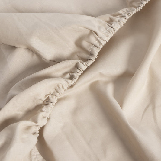 Bajera ajustable 100% Algodón Basic. Sábana bajera Lisa Beige.