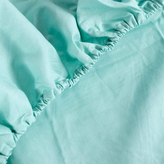 Bajera ajustable 100% Algodón Basic. Sábana bajera Lisa, Color Verde agua.
