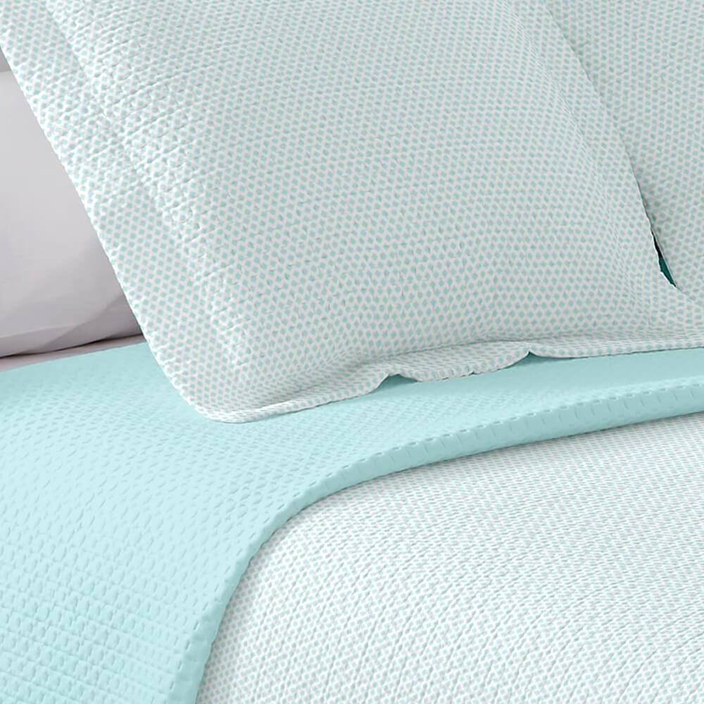 Colcha Bouti de verano: fresca, ligera, reversible y elegante. Color Aguamarina.