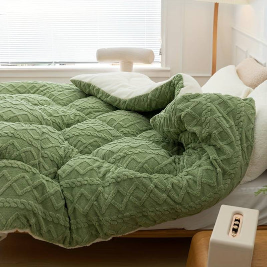 Edredón manta para invierno verde. Abraza la calidez en cada descanso.