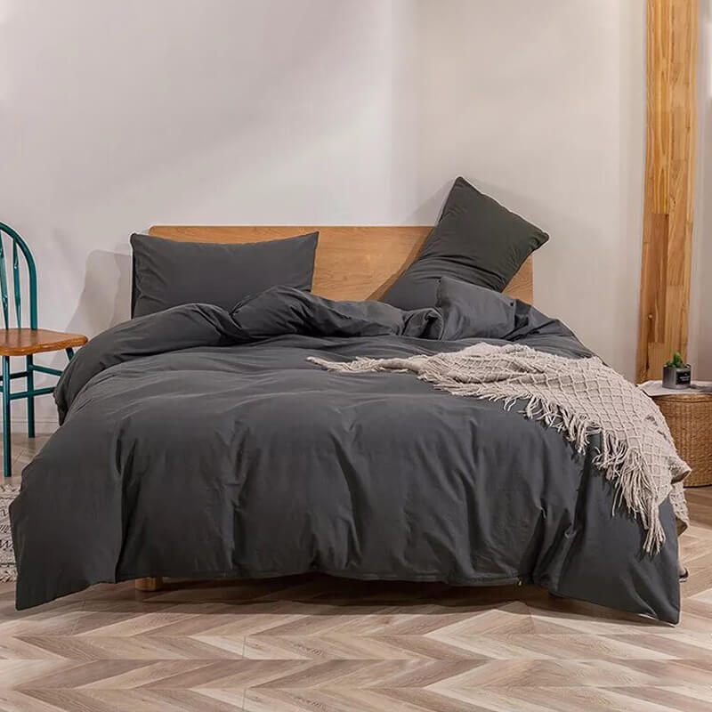 Funda de almohada percal 200TC. Color Gris oscuro.