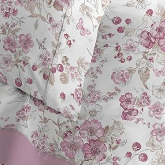 Juego de sábanas de flores rosas 100% algodón franela. Cálidas y suaves.