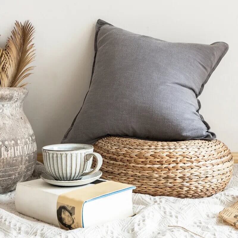 Linen Cotton Cushion Cover - Light Grey