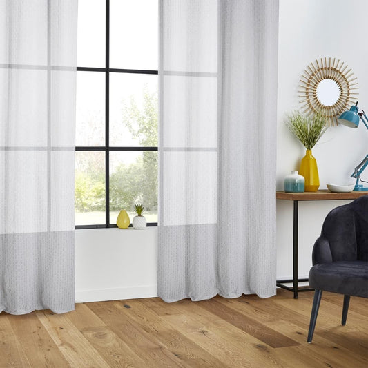 Cortina con rayas. Color Gris. 140 cm x 260 cm. - Oma Home