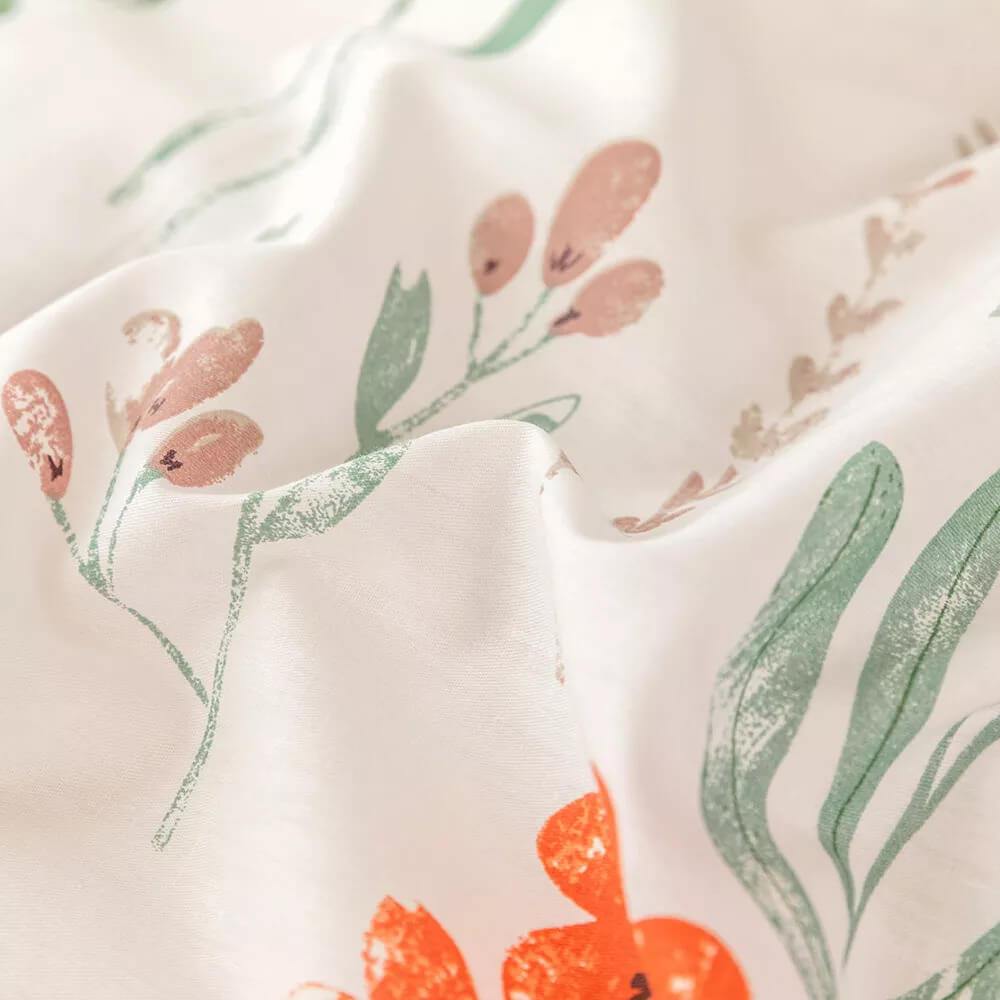 Funda nórdica de flores con estampado reversible, 100% Algodón