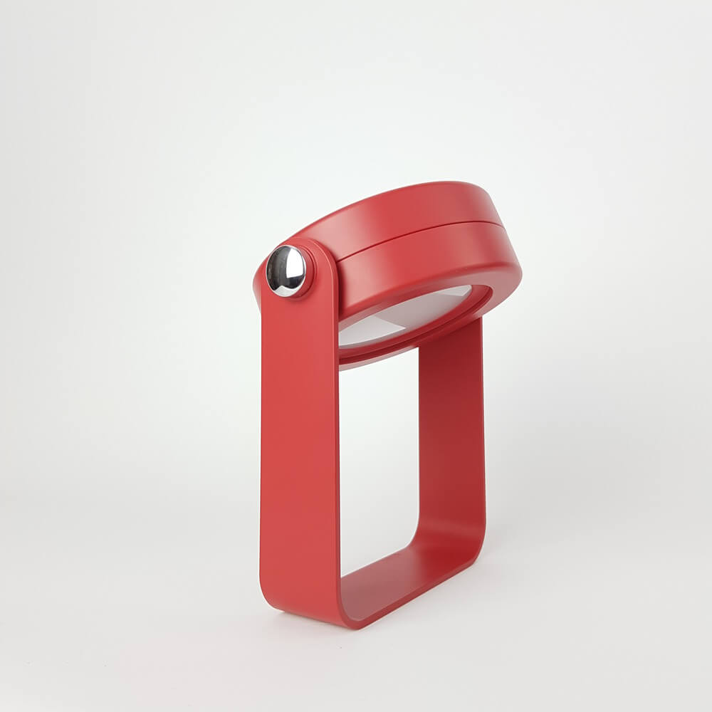 Wireless table lamp. Red color.