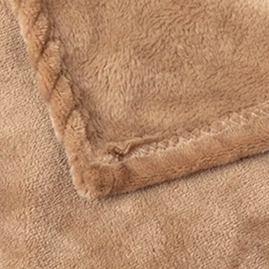 Manta polar beige para sofá y cama, grande y tacto suave.