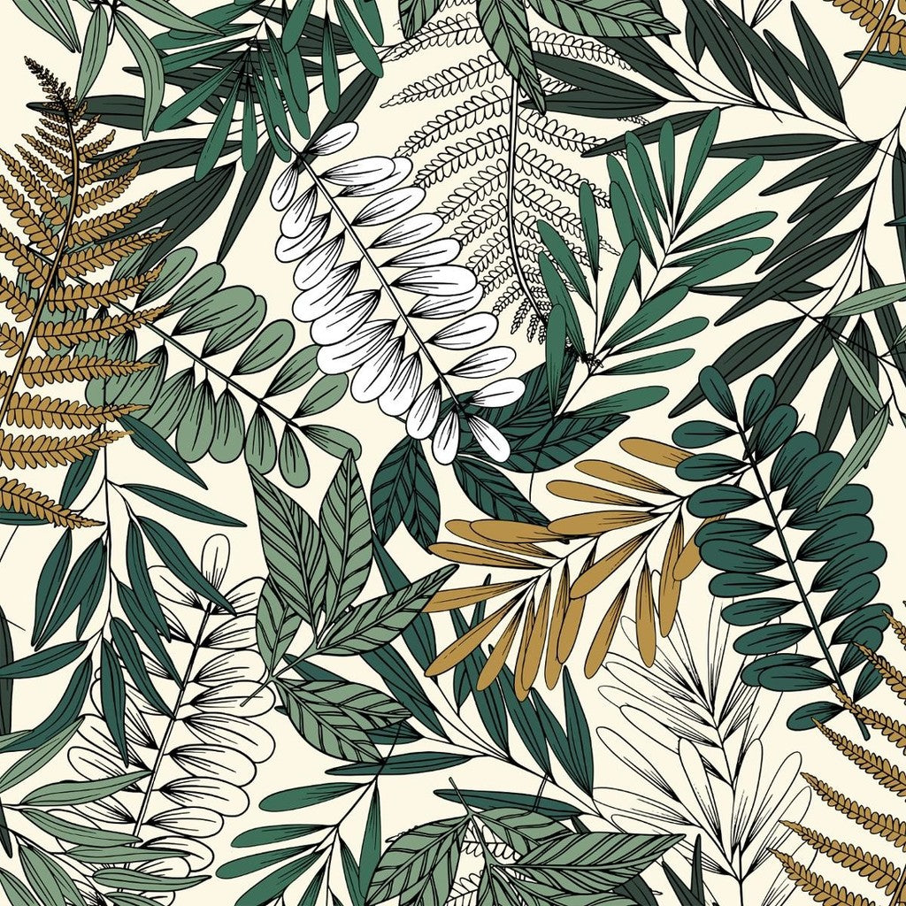 Reversible duvet cover with Tropical Leaves print.