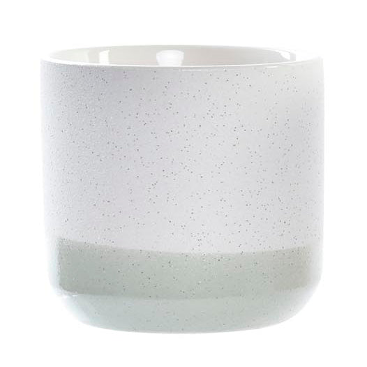 Maceta gres puntos. Color blanco y verde. - Oma Home