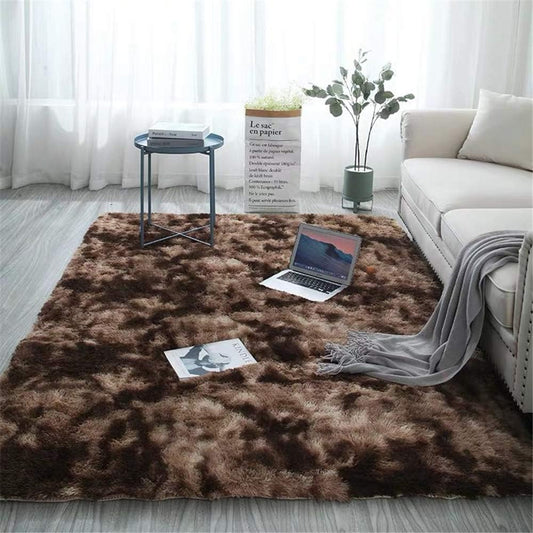 Brown long pile rug, soft for living room or bedroom