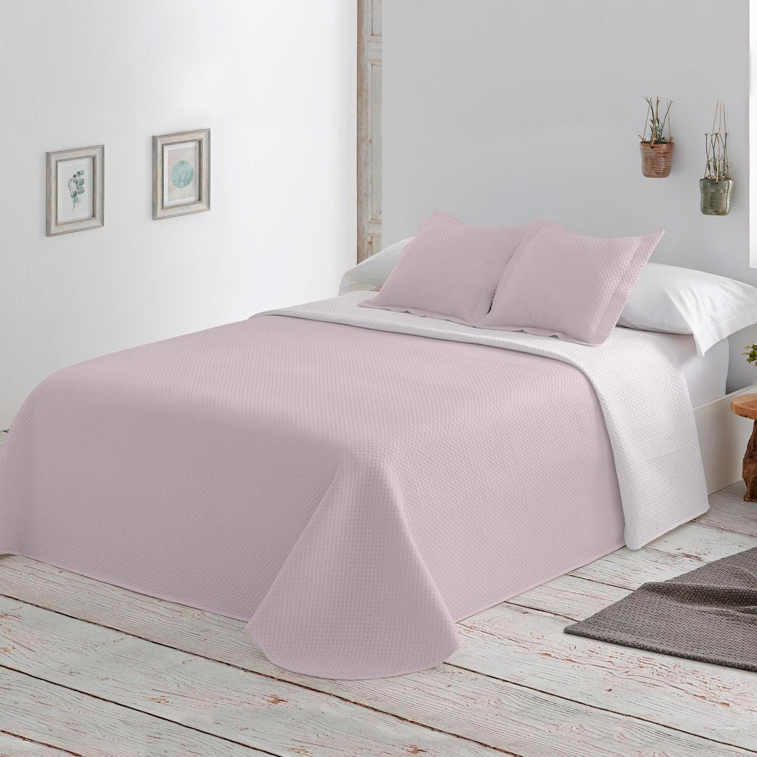 Colcha Bouti de verano: fresca, ligera, reversible y elegante. Color Malva.