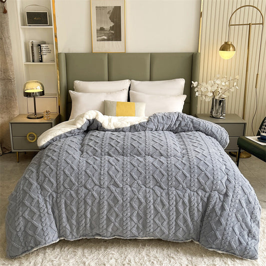 Gray winter blanket duvet. Embrace the warmth at every break.