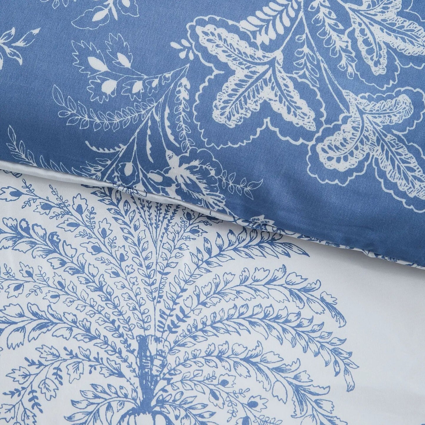 Funda Nórdica Flores Azul y Blancas, tacto suave.