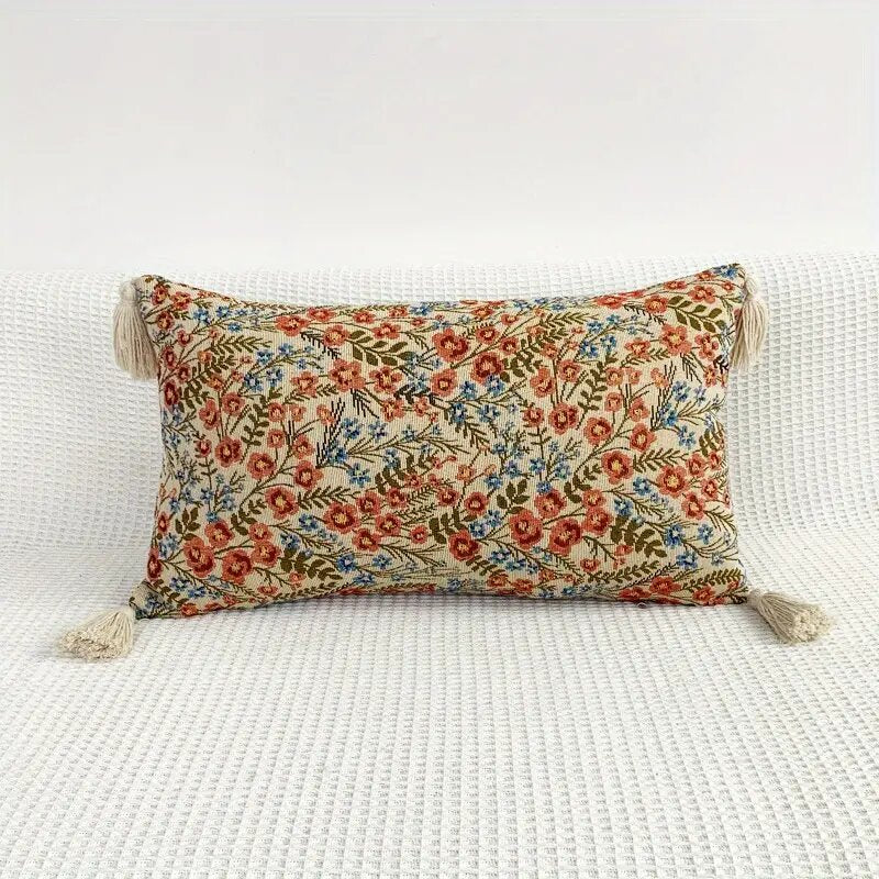 Cushion cover with pink jacquard flowers: Elegance and Style for your Home.
