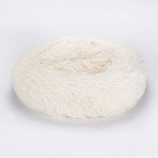 Anti-stress, round, soft dog and cat bed - beige