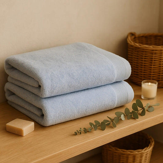 Toalla 100% Algodón Básica Azul Celeste, 450 g/m², Suave y Absorbente