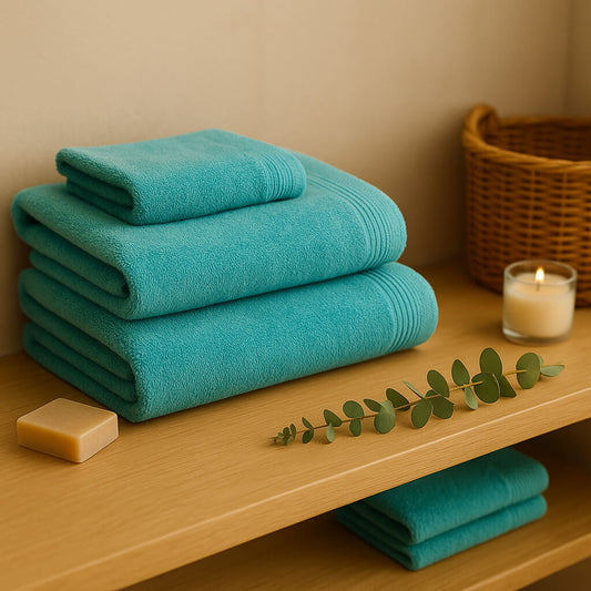 Toalla 100% Algodón Básica Azul Turquesa, 450 g/m², Suave y Absorbente
