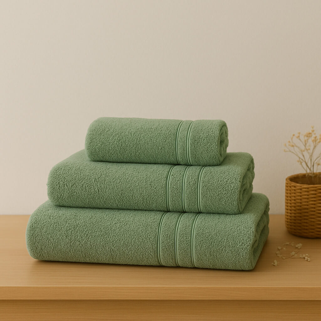 Toalla 100% Algodón Egipcio 700gr/m2, color verde. Extra suave y muy absorbente.