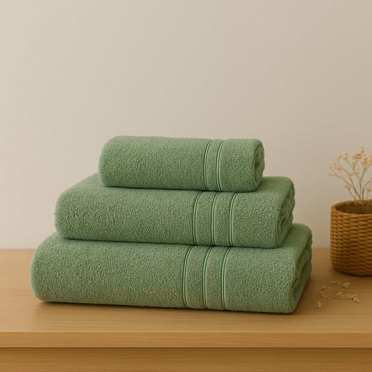 Toalla 100% Algodón Egipcio 700gr/m2, color verde. Extra suave y muy absorbente.