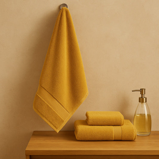 Toalla Zero Twist 100% Algodón Mostaza – 600 g/m², extra suave y absorbente