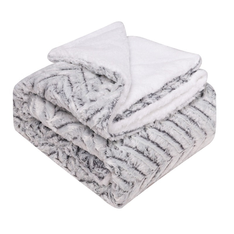 Manta pelo corto con borreguito, zig zag gris - Oma Home