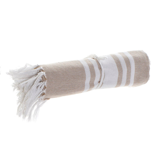 Manta-Pareo de algodón. Color beige. - Oma Home