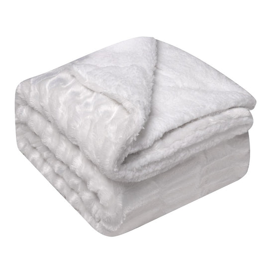 Manta pelo corto con borreguito. Color blanco. - Oma Home