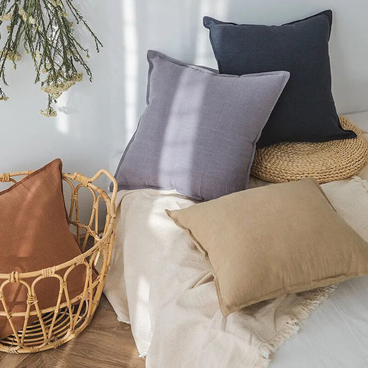 Funda de cojín de Lino y Algodón natural Gris Claro: la elegancia minimalista para tu hogar.