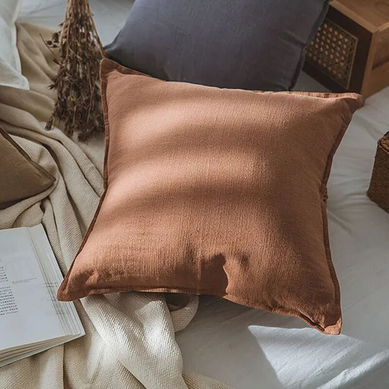 Natural Linen and Cotton cushion cover Terracotta: minimalist elegance for your home.