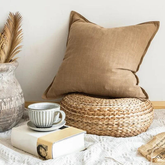 Funda de cojín de Lino y Algodón natural Beige: la elegancia minimalista para tu hogar.
