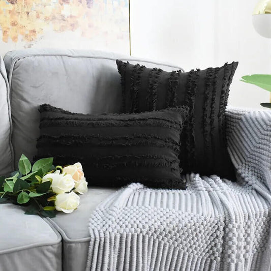 Linen and natural cotton cushion cover. Beige.