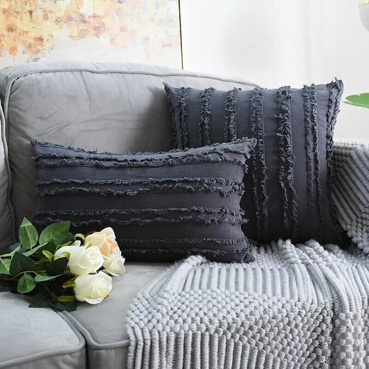 Linen and natural cotton cushion cover. Beige.