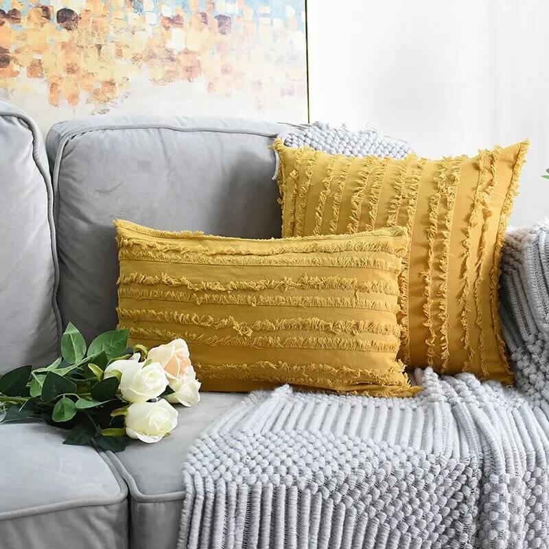 Linen and natural cotton cushion cover. Beige.