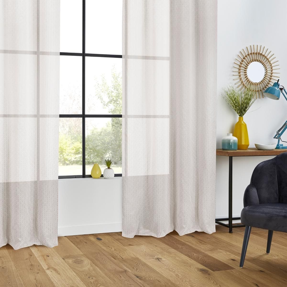 Cortina con rayas. Color Piedra. 140cm x 260cm. - Oma Home