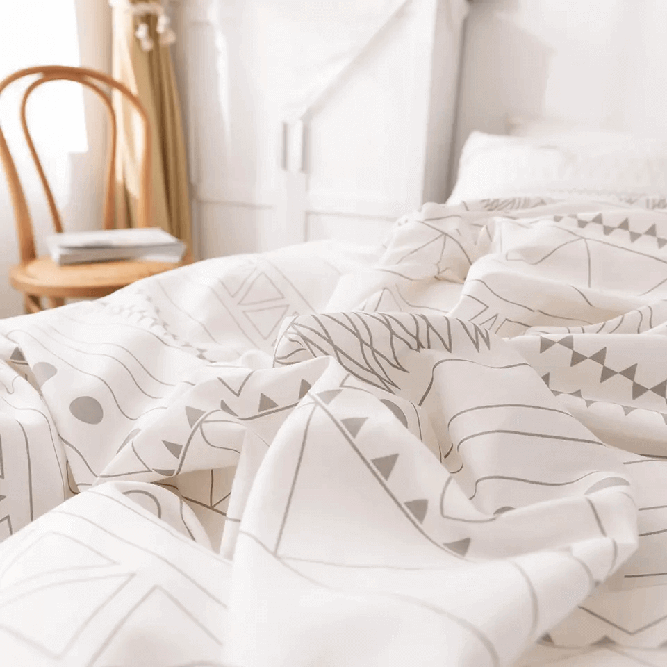 Ethnic duvet cover with figures and reversible print, 100% Cotton