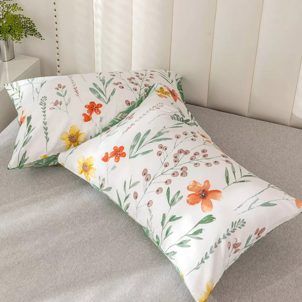 Funda nórdica de flores con estampado reversible, 100% Algodón