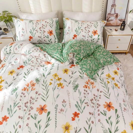 Funda nórdica de flores con estampado reversible, 100% Algodón